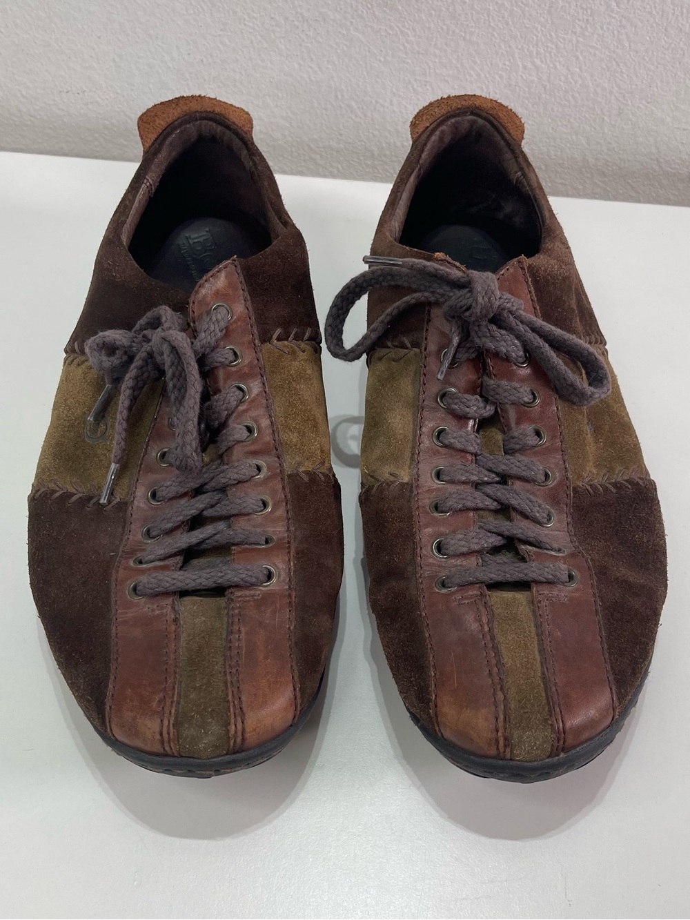 Born Oxford Shoes Men 12 Colorblock Patchwork Leather Suede Lace Up Casual Shoes